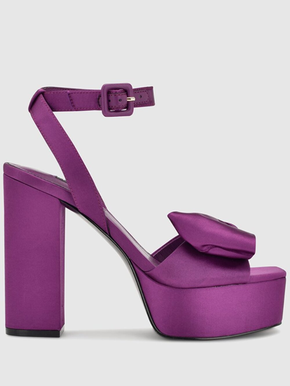 Nine West Rippa Purple Satin Platform Heels Bow Sandals Women’s 7.5